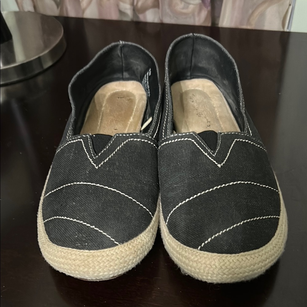 Black Espadrille Slip-On Shoes